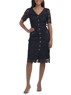 Nanette Lepore Black Collared Lace Button Dress Size Small NWT